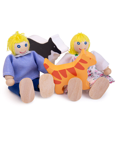 Bigjigs medinės šeimos figūrėlės - Lėlių namai