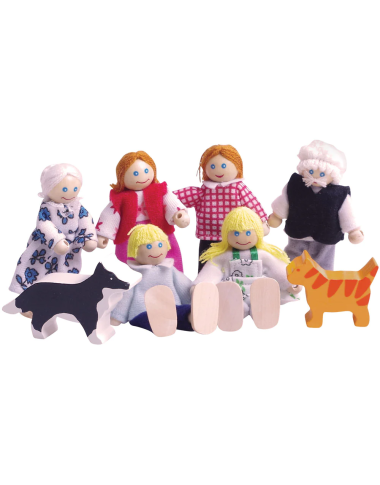 Bigjigs medinės šeimos figūrėlės - Lėlių namai