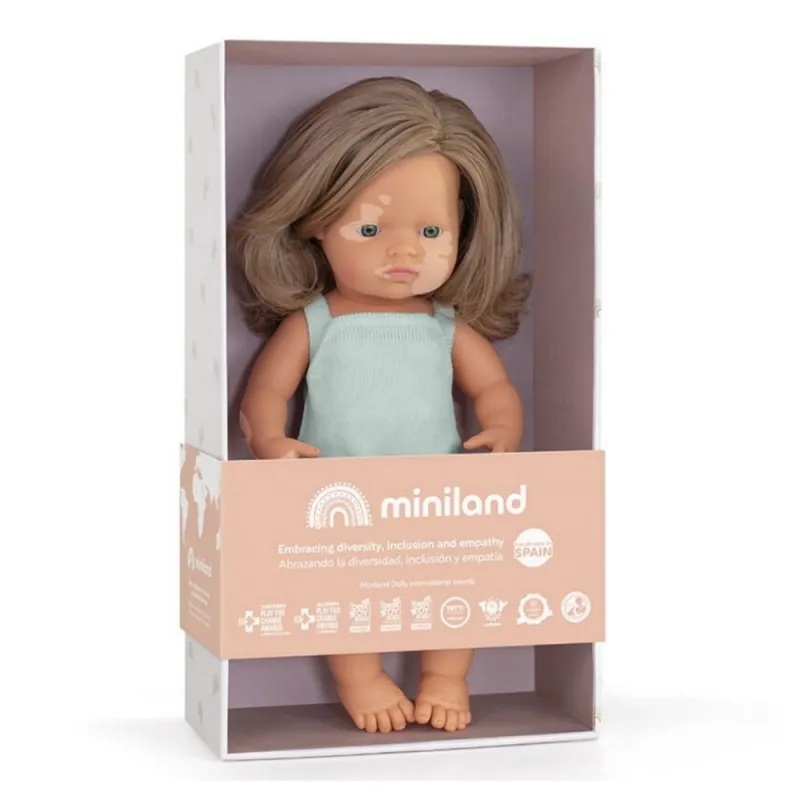 Miniland lėlė mergaitė turinti baltmę - Vanile kvepiančios lėlė