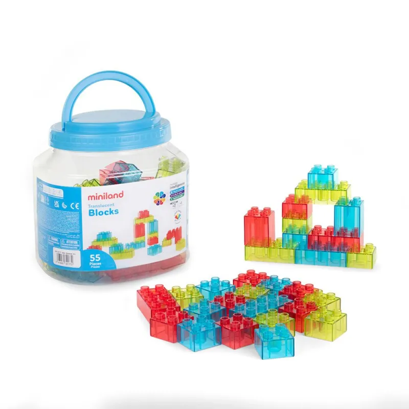 Miniland skaidrios kaladėlės (55 el.) - Lavinamieji žaislai vaikams nuo 3 metų