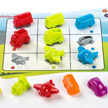 Miniland lavinamasis žaidimas Skaičiuok ir rūšiuok mašinas - Lavinamieji žaislai vaikams nuo 3 metų