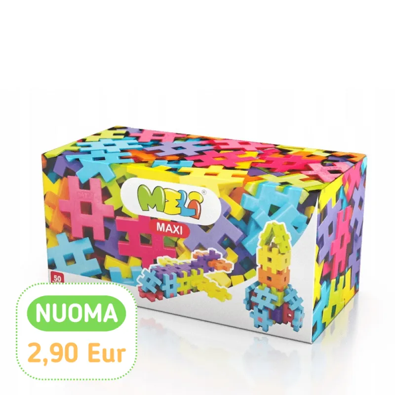 Meli Maxi konstruktorius (50 el.) - Vaflinės kaladėlės vaikams nuo 1 metų