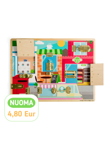 Bigjigs užraktų lenta - Medinių žaislų nuoma vaikas