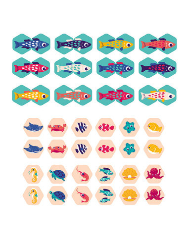 Ludi vonios žaidimas-dėlionė Memo (24 el.) - Vonios žaislai vaikams