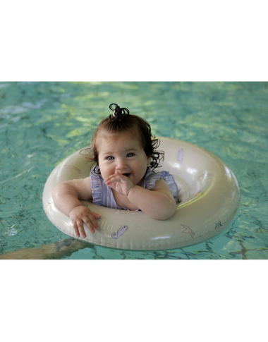 Rausvas pripučiamas plaukimo ratas vaikams 1-3 m.