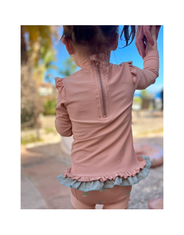 Rausvi maudymosi marškinėliai mergaitei (1-4 m.)