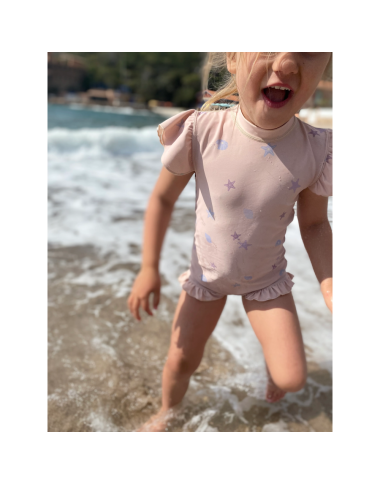 Rausvas maudymosi kostiumėlis  mergaitei Jūros žvaigždė 1-4 metų