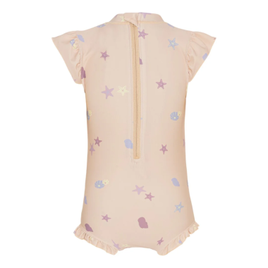 Rausvas maudymosi kostiumėlis mergaitei Jūros žvaigždė 1-4 metų iš nugaros