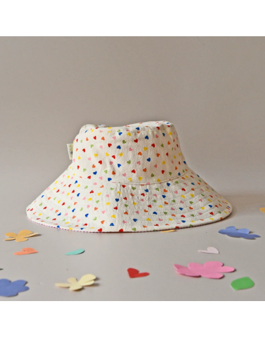 Vasarinės kepurės mergaitėms abi pusės: rausva ir su širdelėmis