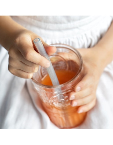 Fommi daugkartiniai silikoniniai šiaudeliai - 2 vnt. ir šepetėlis