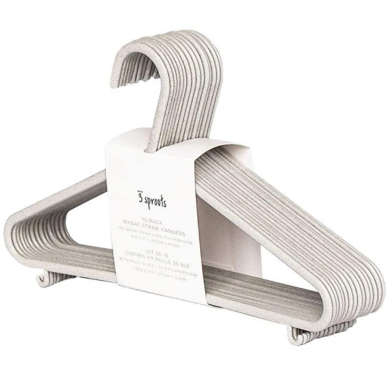 3 Sprouts EKO pilkos vaikiškos pakabos (15 vnt.)