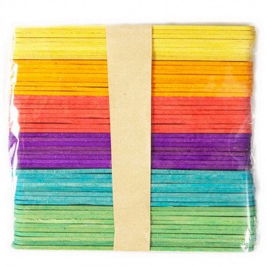 Spalvoti mediniai pagaliukai (50 vnt., 11,5 cm)