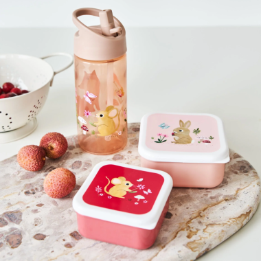 Vaikiška gertuvė su šiaudeliu Laputė (380 ml) su derančiomis užkandžių dėžutėmis