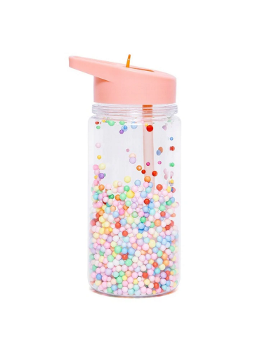 Vaikiška gertuvė su šiaudeliu Burbuliukai (300 ml) atidarytu šiaudeliu