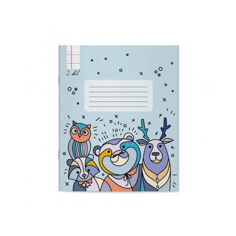 Mėlynas Premium kokybės sąsiuvinis 2 klasei, linijomis