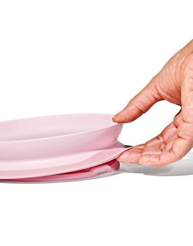 OXO prilimpanti vaikiška lėkštė Rausva iš šono