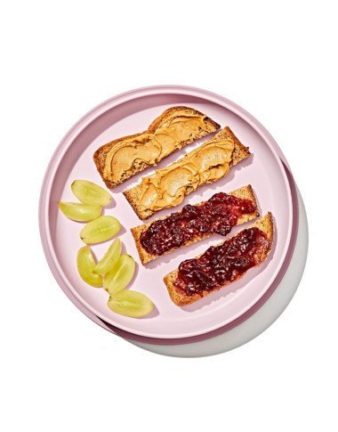 OXO prilimpanti vaikiška lėkštė Rausva iš šono