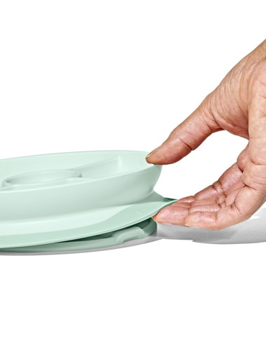 OXO prilimpanti vaikiška lėkštė su skiltimis Žalsva