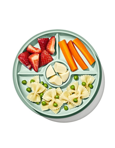 OXO prilimpanti vaikiška lėkštė su skiltimis Žalsva