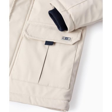 ZIPPY šviesi lietaus striukė berniukui (3/4-13/14 m) iš arti, matosi kišenė