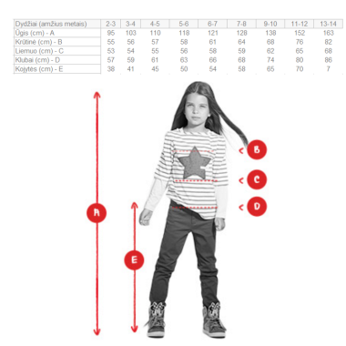 ZIPPY 'mom fit' mėlyni džinsai (3/4-13/14 m) dydžių lentelė