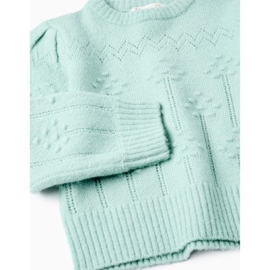 ZIPPY žalsvas megztukas mergaitei (3/4-13/14 m) iš arti, matosi detalės