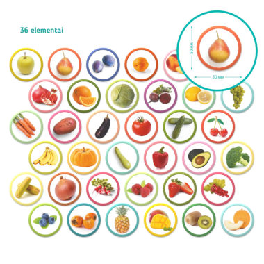 Dodo magnetukai Vaisiai ir daržovės (36 el.) ir visi elementai