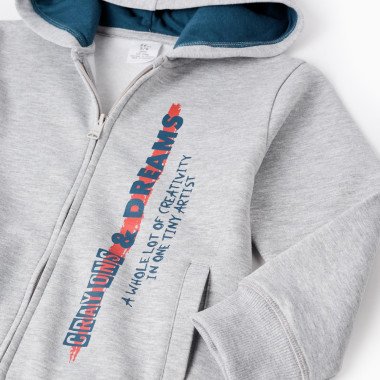 ZIPPY sportinis kostiumas berniukui (3/4-13/14 m.) iš arti, matosi džemperio užsegimas