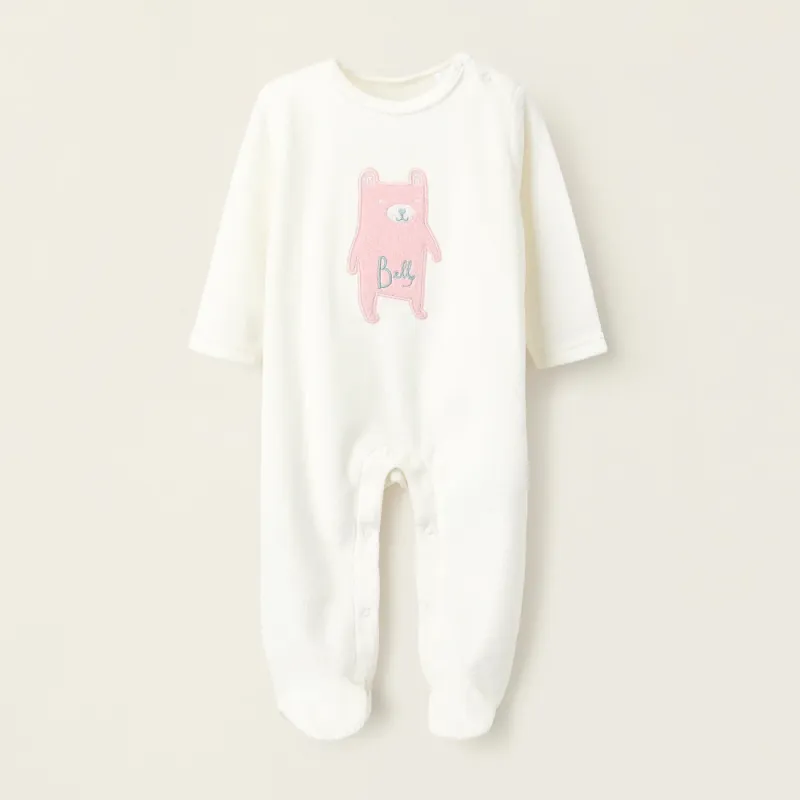 ZIPPY balti veliūriniai šliaužtinukai (0/1-18/24 mėn)