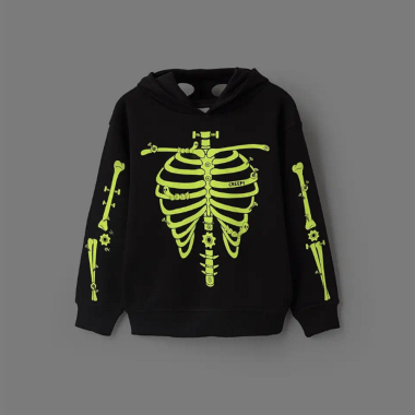 ZIPPY džemperis Skeletas (3/4-13/14 m) tamsoje, matosi kaip šviečia skeleto kaulai