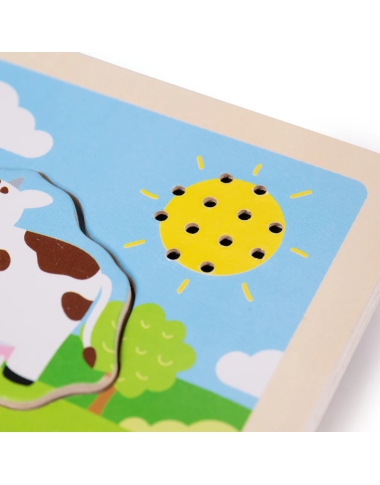 Bigjigs medinė dėlionė Ūkis su garsais (6 el.)