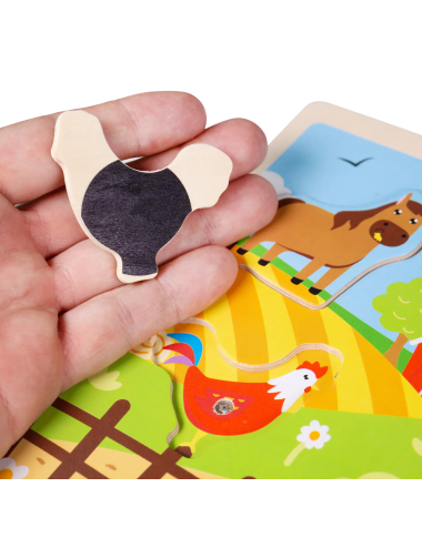 Bigjigs medinė dėlionė Ūkis su garsais (6 el.)