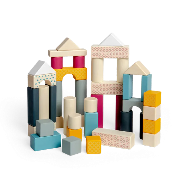 Bigjigs medinės kaladėlės (50 el.) sustatytos