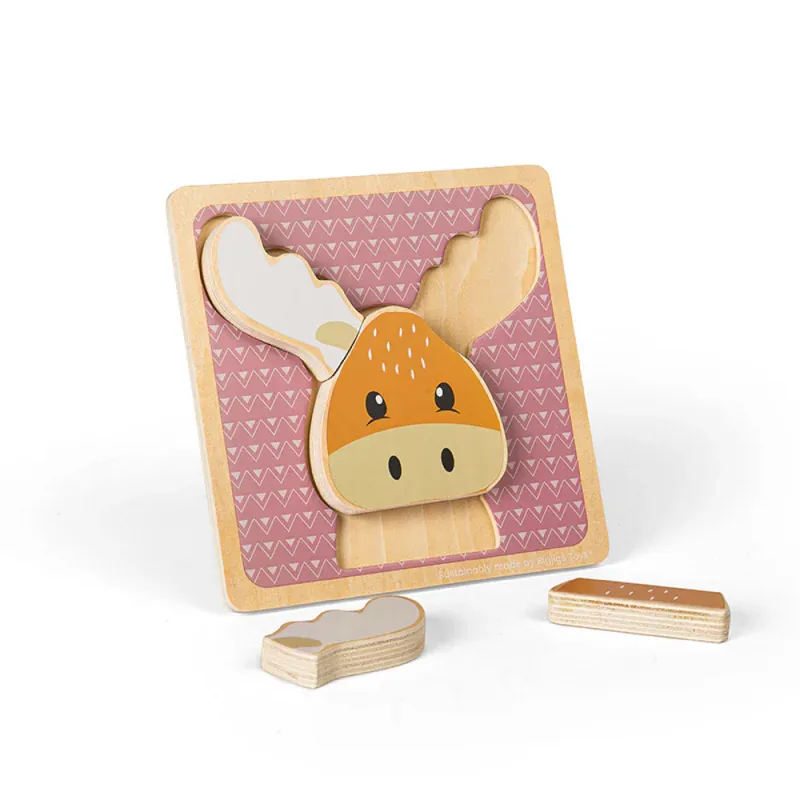 Bigjigs medinė dėlionė Briedis (4 el) su keliomis išimtomis detalėmis