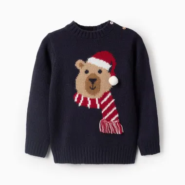 ZIPPY Kalėdinis mėlynas megztukas (6/9-24/36 mėn) iš priekio