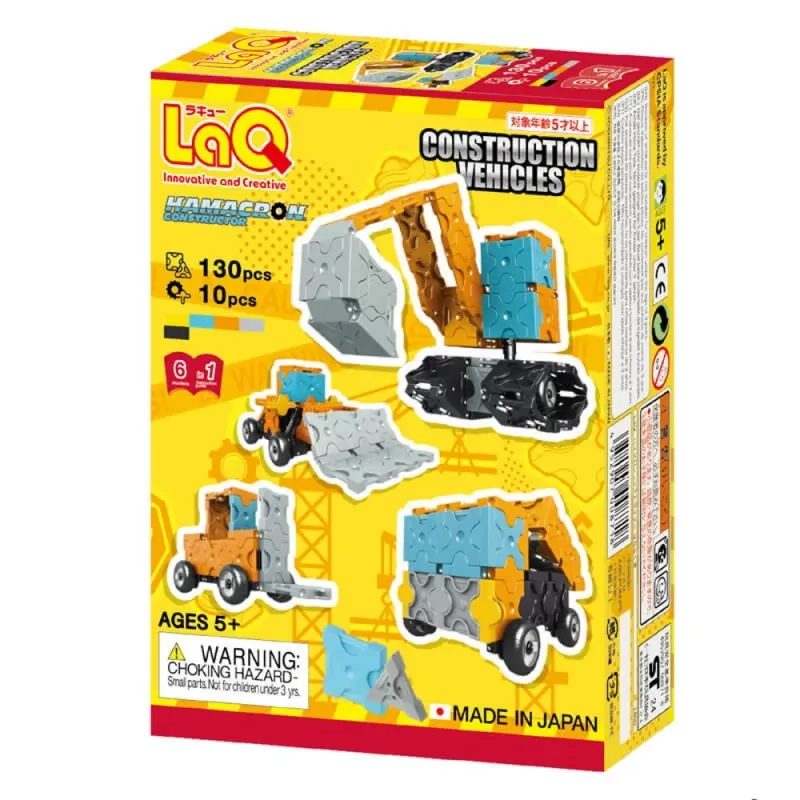 LaQ konstruktorius Construction Vehicles (130 el.) pakuotėje