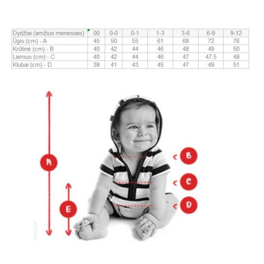 ZIPPY dryžuotas megztukas kūdikiui (0/1-9/12 mėn) - dydžių lentelė