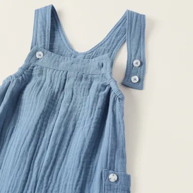 ZIPPY mėlynas muslino kombinezonas (0/1-9/12 mėn) iš arti