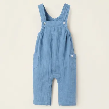 ZIPPY mėlynas muslino kombinezonas (0/1-9/12 mėn) iš priekio