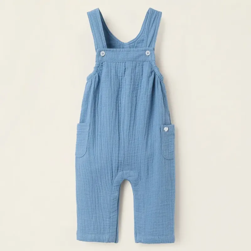 ZIPPY mėlynas muslino kombinezonas (0/1-9/12 mėn) iš priekio