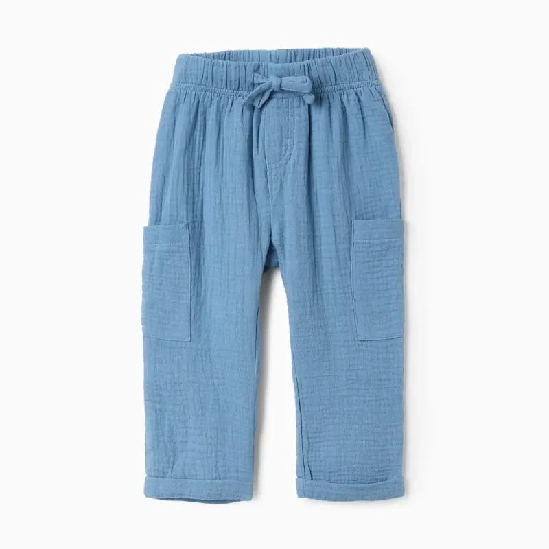 ZIPPY mėlynos muslino kelnės (6/9-24/36 mėn)