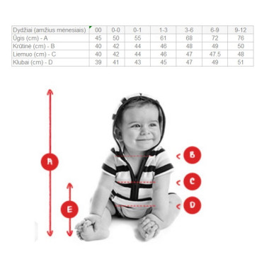 ZIPPY pilkas romperis (3/6-18/24 mėn) dydžių lentelė