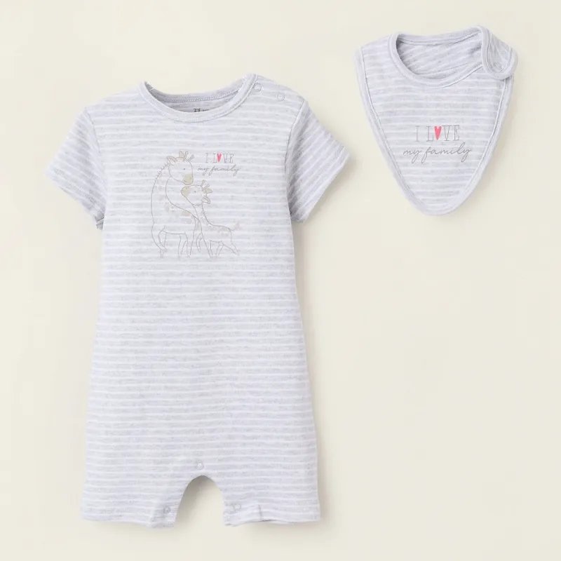 ZIPPY pilkas romperis (3/6-18/24 mėn) iš priekio