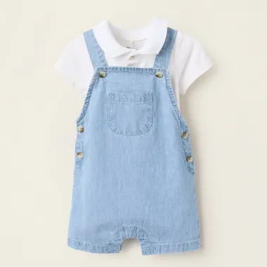 ZIPPY džinsinis kostiumėlis kūdikiams (0/1-9/12 mėn) iš priekio