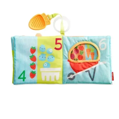 Skip Hop veiklos knygutė kūdikiams Kiškis atversta, matosi braškės