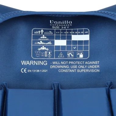 Mėlyna plaukimo liemenė vaikams Rajos (1-8 m.) - svorio lentelė