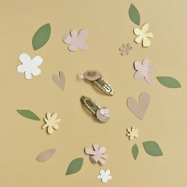 Plaukų segtukai Paukštelis (2 vnt.) rudame fone