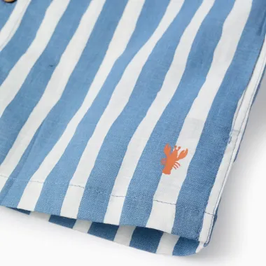 ZIPPY mėlyni dryžuoti marškiniai (3/4-13/14 m) iš arti, matosi oranžinis omaras