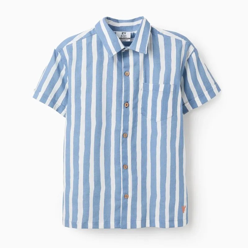 ZIPPY mėlyni dryžuoti marškiniai (3/4-13/14 m) iš priekio