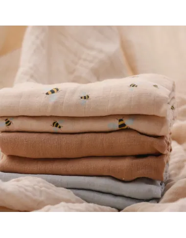 Muslino vystyklai kūdikiams Bitutės (6 vnt.)